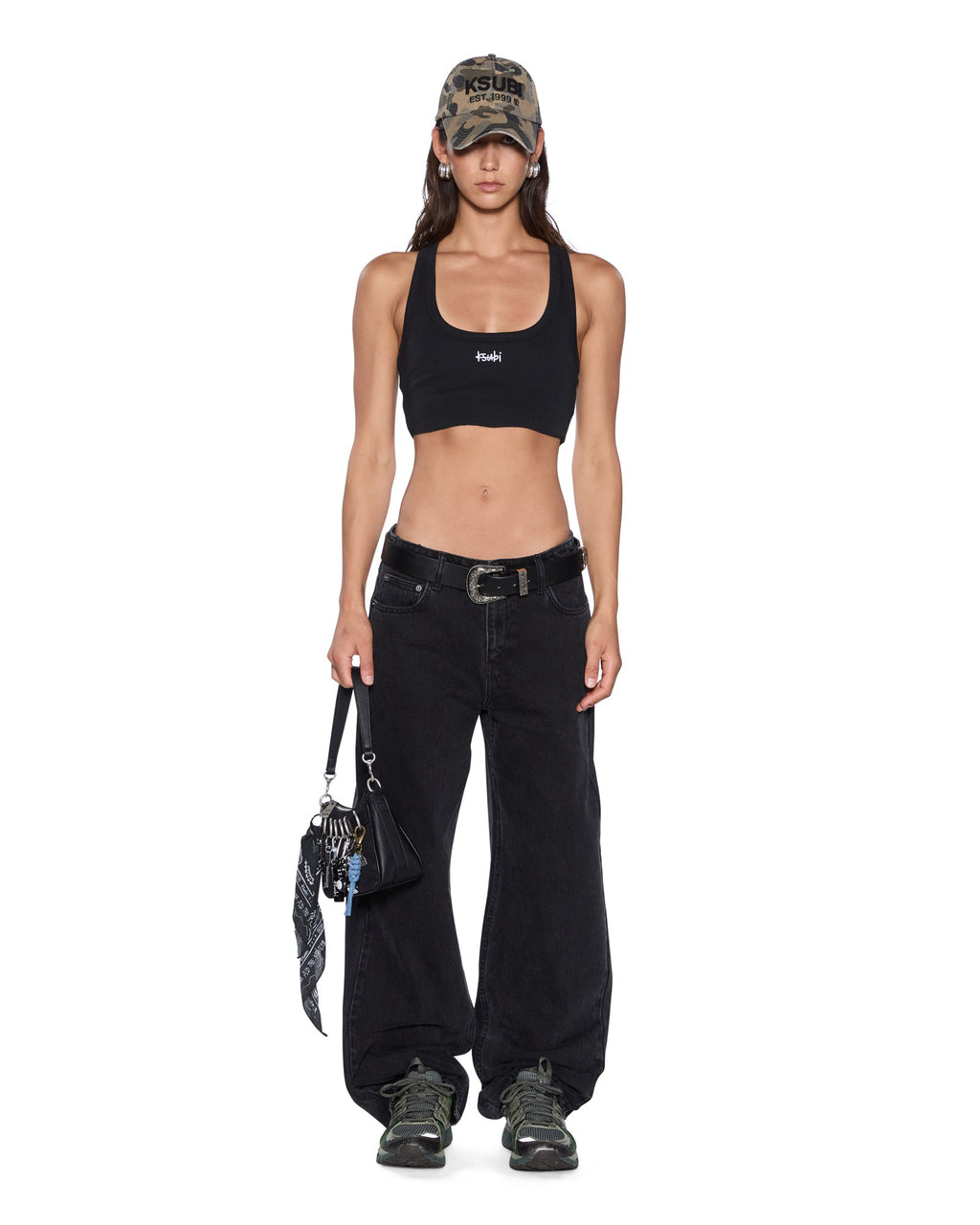 Womens 1999 Origin Cropped Tank Black Slim Tees - Black