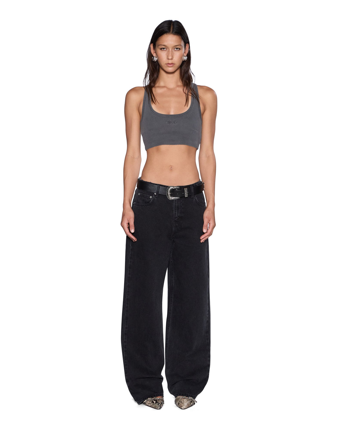 Womens 1999 Origin Cropped Tank Charcoal Slim Tees