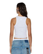 Womens Origin Tank Garter White Fitted Fashion Tops - White