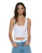 Womens Origin Tank Garter White Fitted Fashion Tops - White