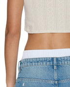 Womens Sott Origin Crop Tank Cream Fitted Fashion Tops - White