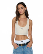 Womens Sott Origin Crop Tank Cream Fitted Fashion Tops - White
