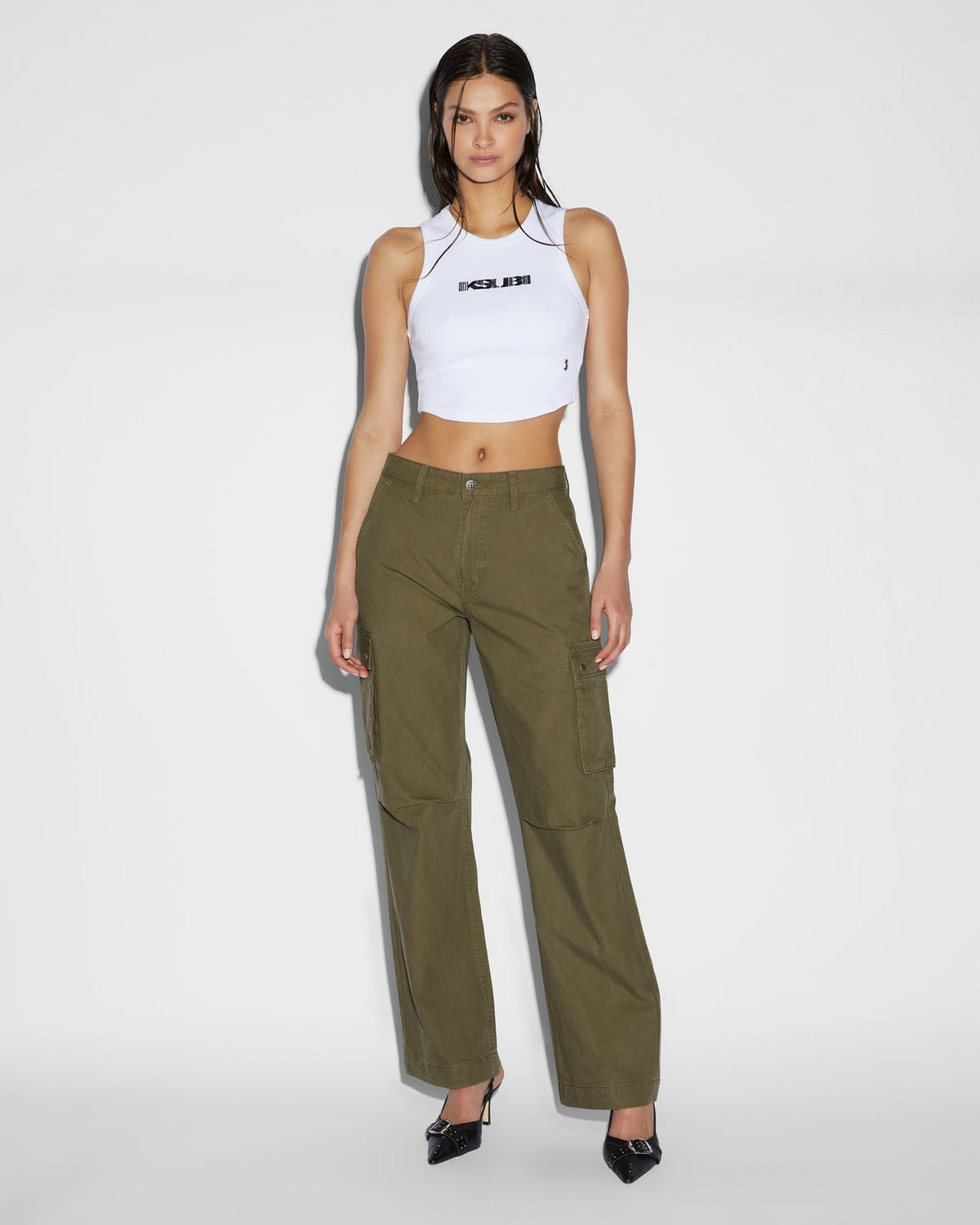 Womens Squad Cargo Khaki Pants - Khaki
