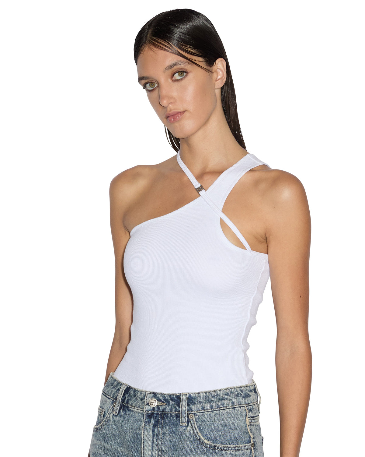 Womens Score Tank White Fitted Tees - White