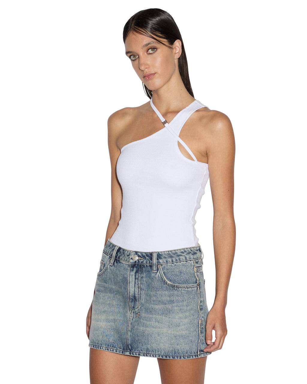 Womens Score Tank White Fitted Tees - White