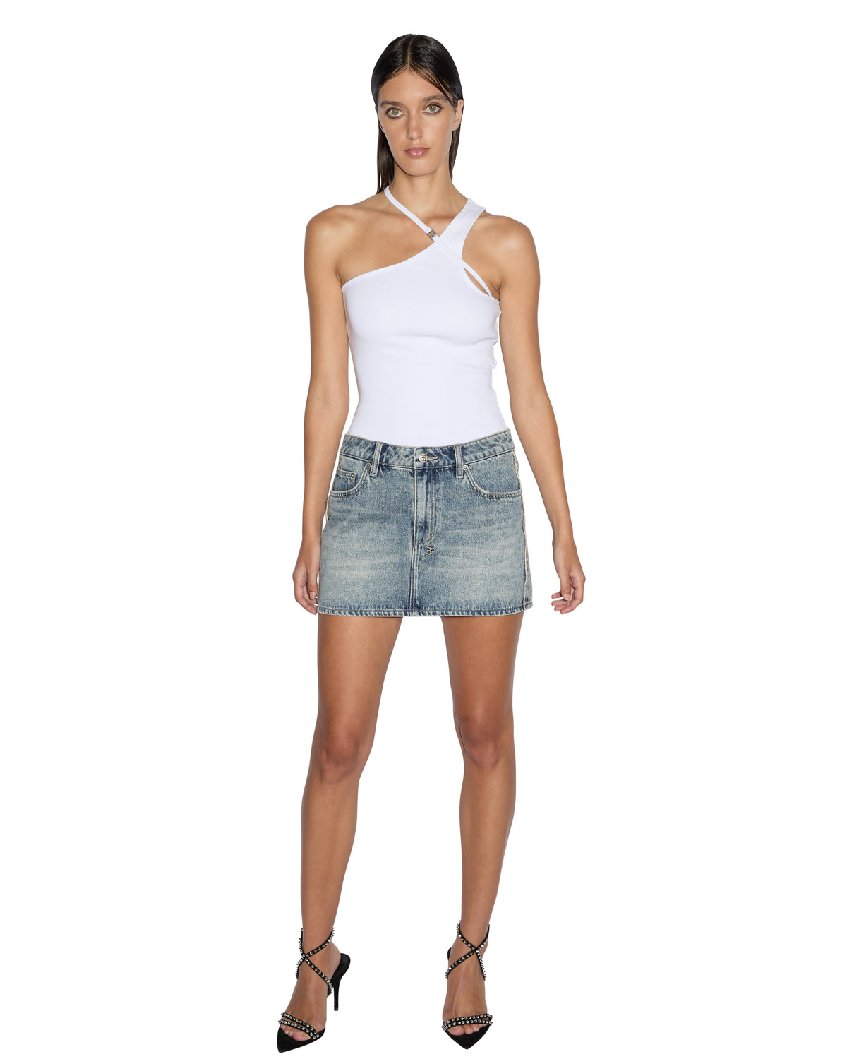 Womens Score Tank White Fitted Tees - White