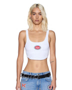 Womens Badge Chloe Crop Tank White Slim Tees - White