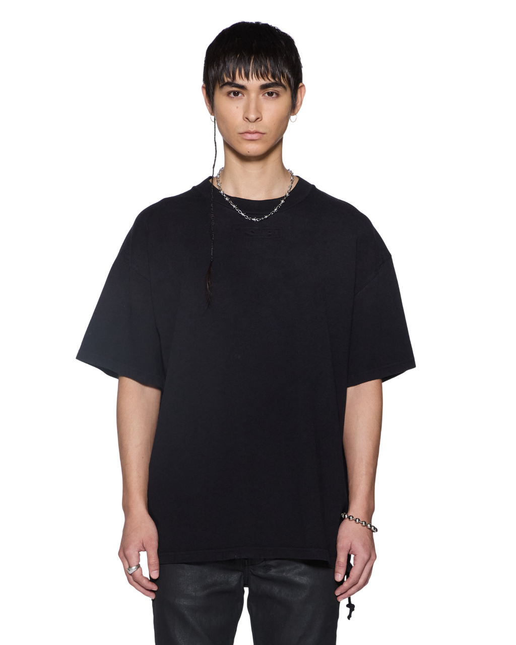 Mens Intruder Ekcess Ss Tee Jet Black Oversized Tees - Black
