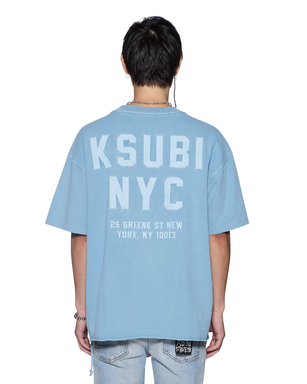 Mens K-lock Biggie Ss Tee Summer Blue Oversized Tees - Blue