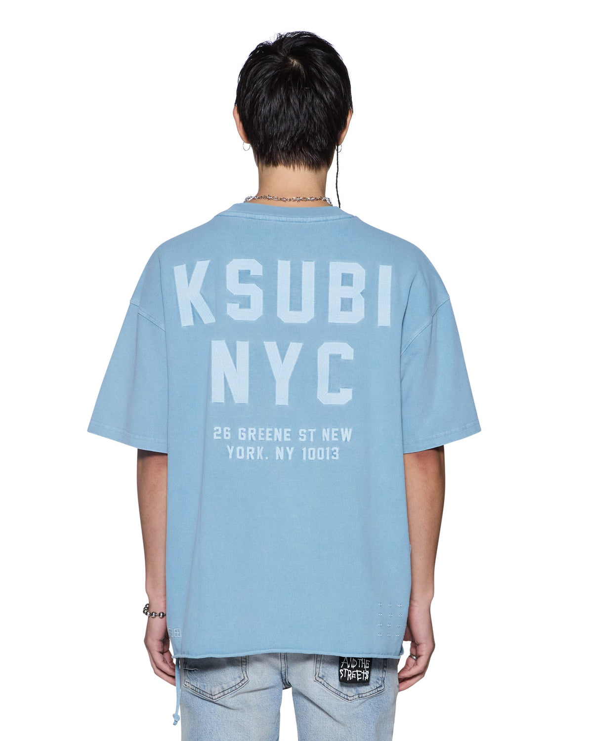 Mens K-lock Biggie Ss Tee Summer Blue Oversized Tees - Blue