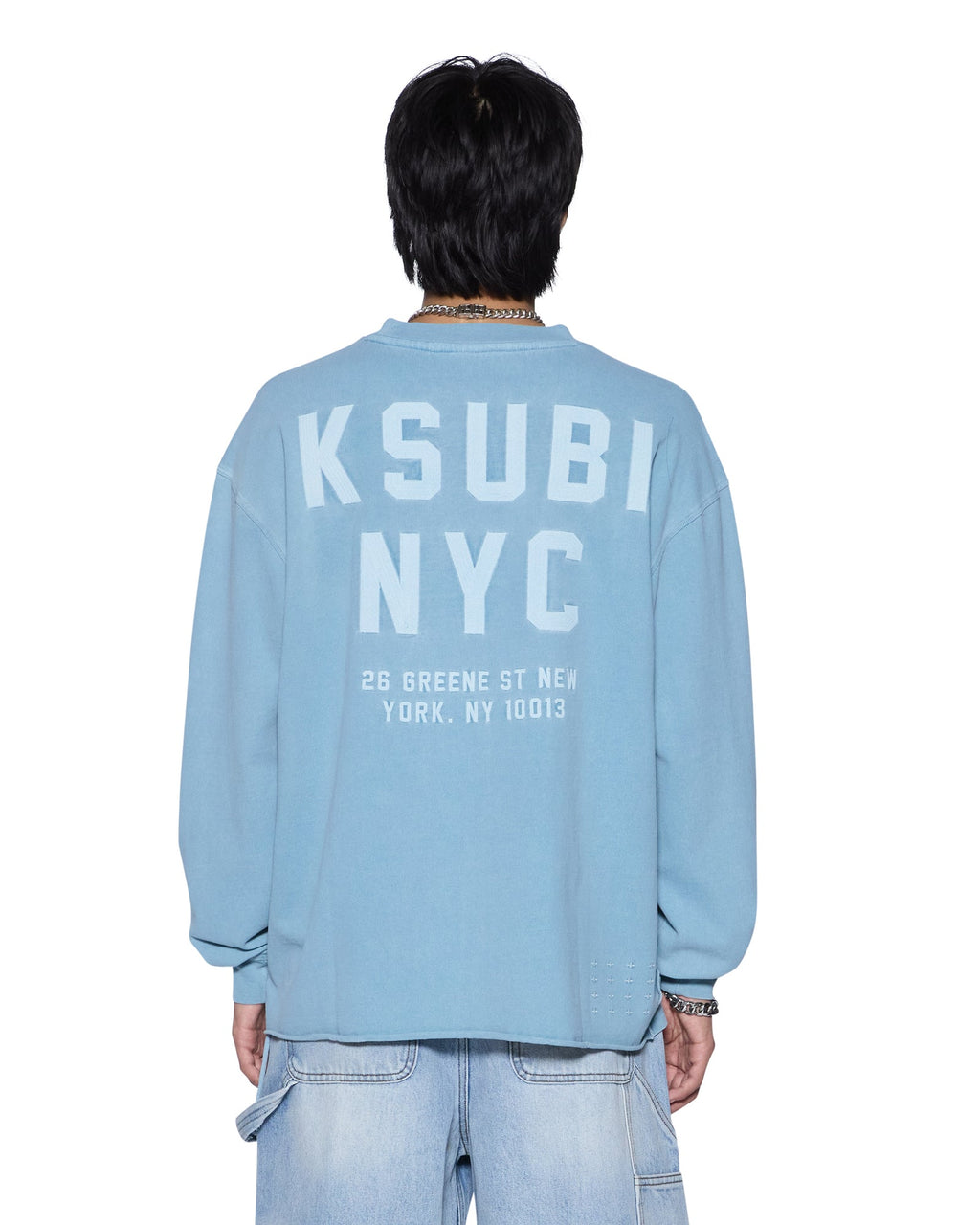 Mens K-lock Ekcess Ls Tee Summer Blue Oversized Tees - Blue