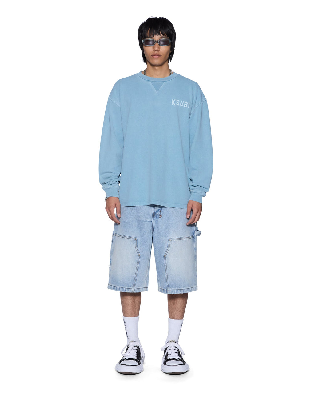 Mens K-lock Ekcess Ls Tee Summer Blue Oversized Tees - Blue