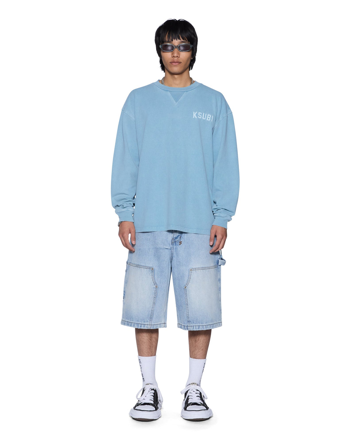 Mens K-lock Ekcess Ls Tee Summer Blue Oversized Tees - Blue