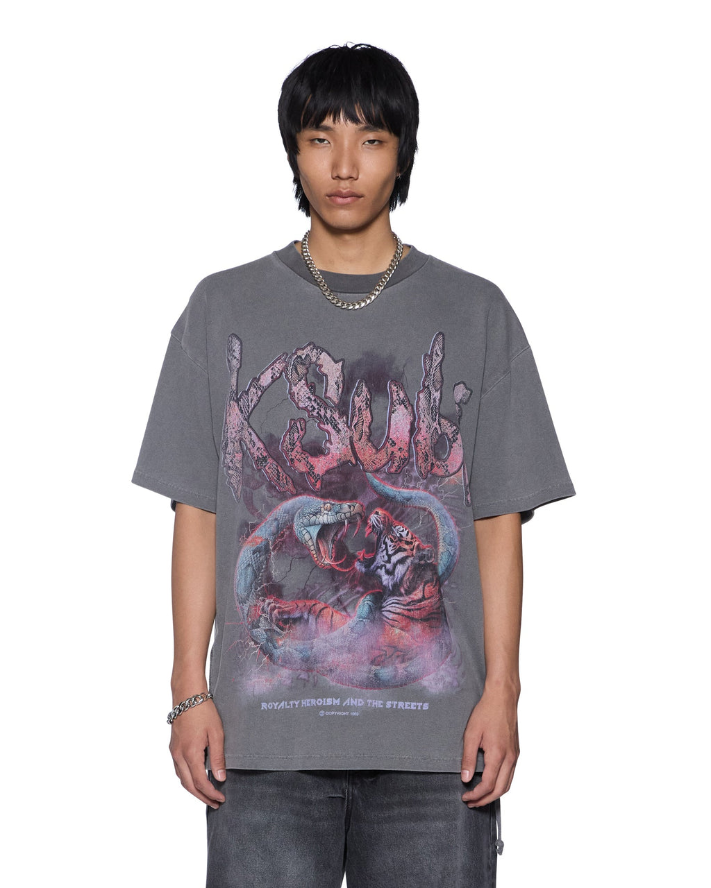 Mens Knotted Ekcess Ss Tee Charcoal Oversized Tees - Grey