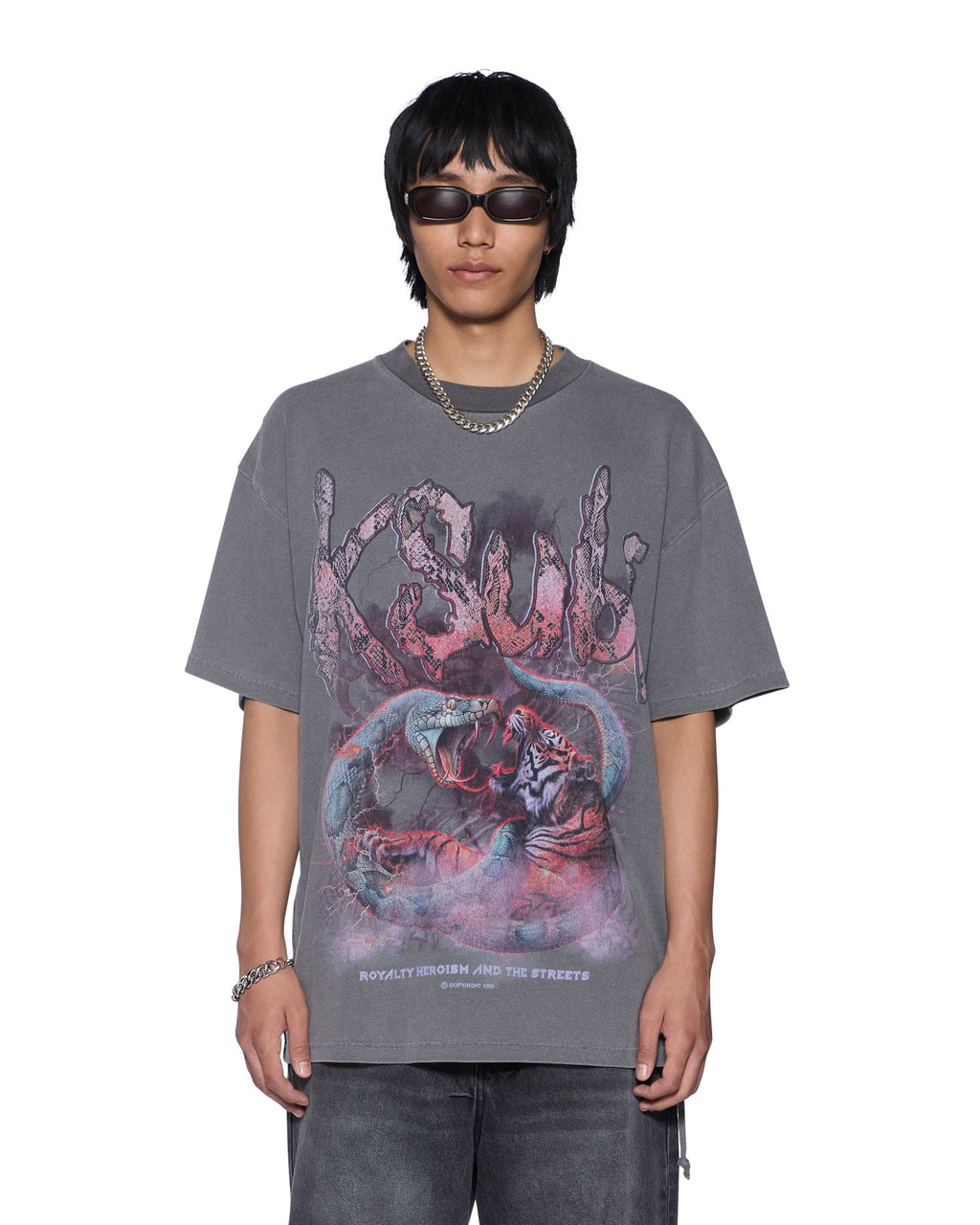 Mens Knotted Ekcess Ss Tee Charcoal Oversized Tees - Grey