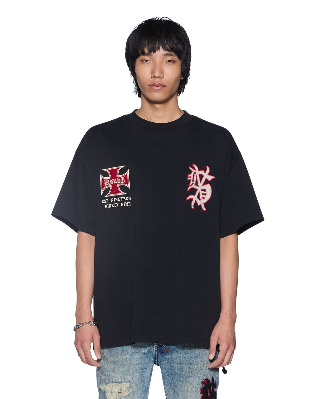 Mens League Ekcess Ss Tee Black Oversized Tees - Black