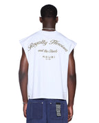 Mens Royalty Halen Cut Off Tru White Baggy Tees - White