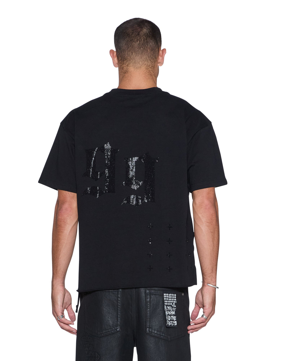 Mens Stardom Ekcess Ss Tee Jet Black Crystal Oversized Tees - Black