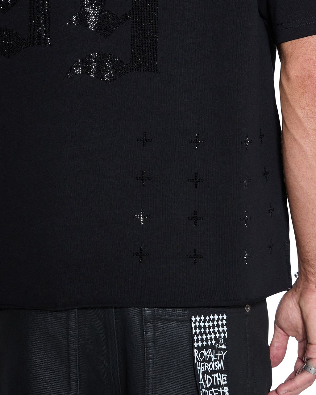 Mens Stardom Ekcess Ss Tee Jet Black Crystal Oversized Tees - Black