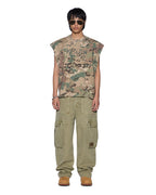 Mens State Ekcess Cut Off Woodland Oversized Tees - Green