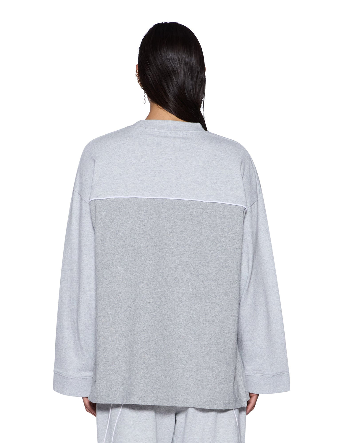 Womens Varsity Boyfriend Ls Tee Grey Oversized Tees - Grey