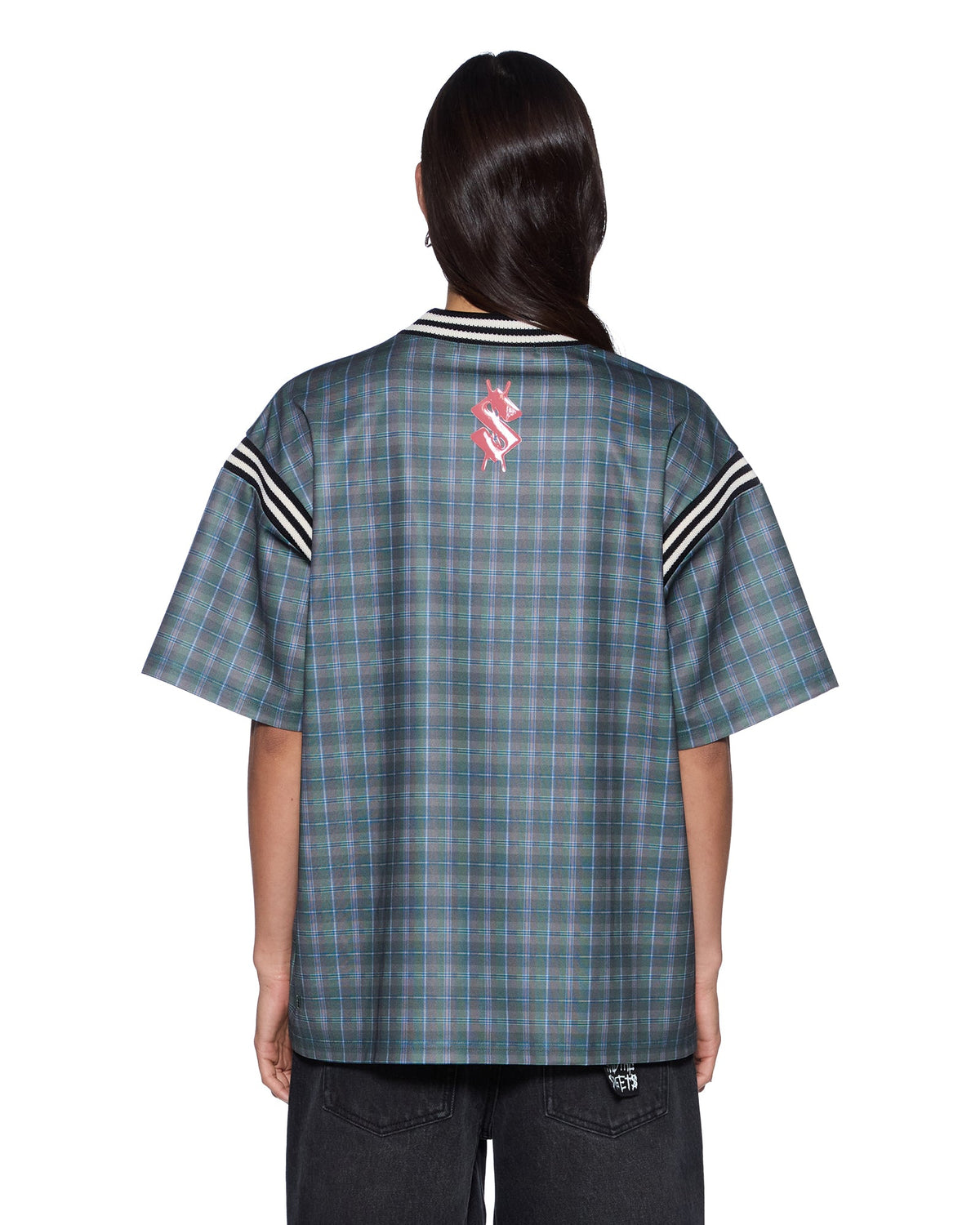 Womens Union Jersey Hunter Plaid Boxy Fashion Tops - Green
