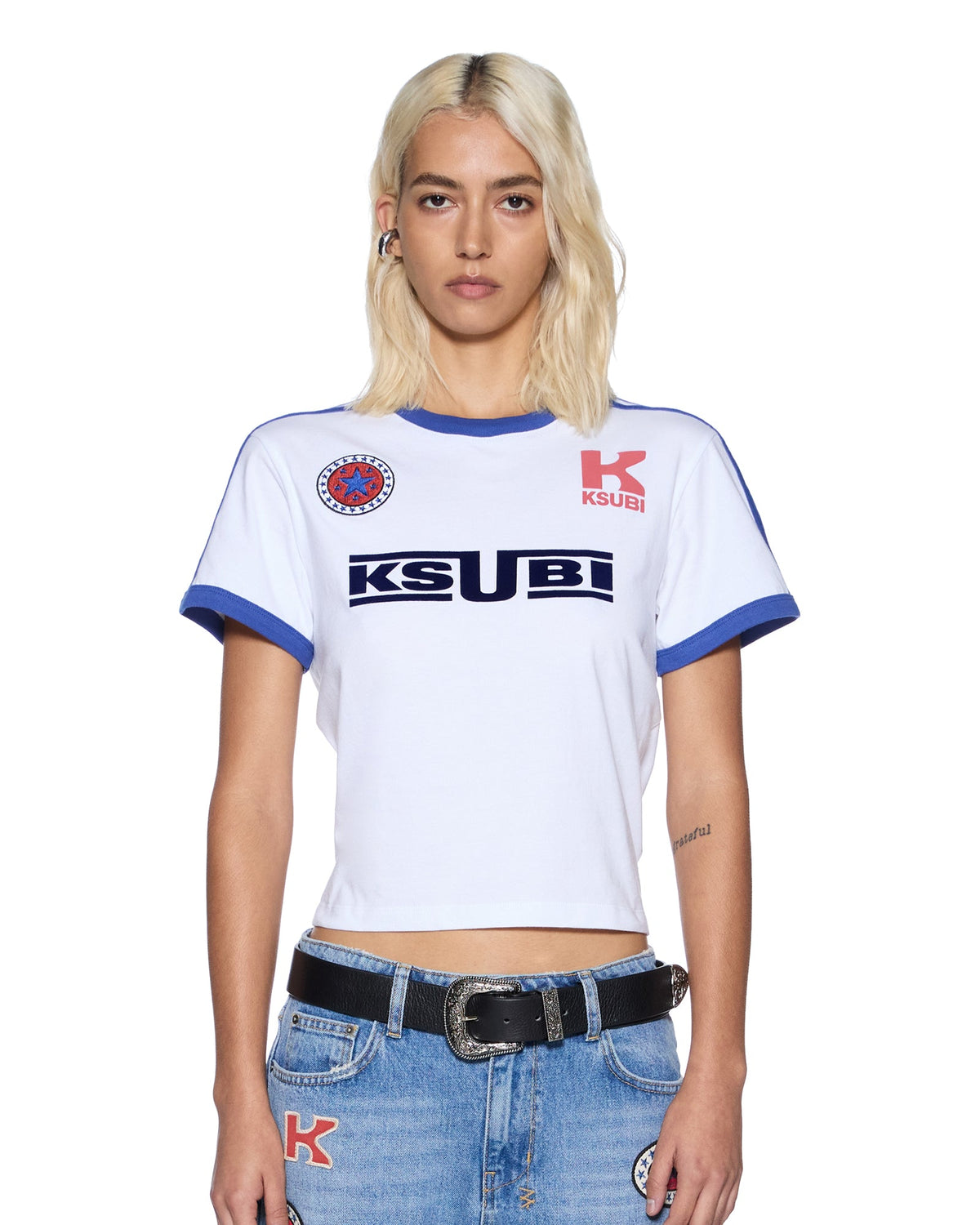 Womens Union Shrunken Tee White Fitted Tees - White