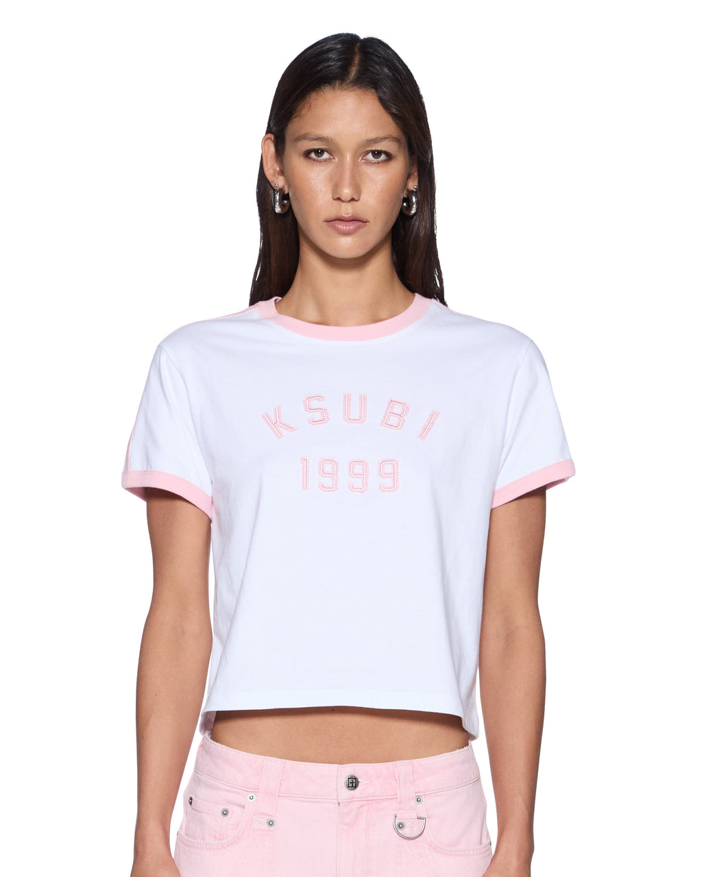 Womens Varsity Shrunken Tee White Quartz Fitted Tees - White