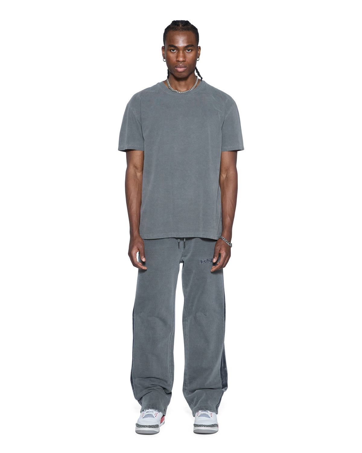 Mens 4x4 Paise Biggie Ss Tee Charcoal Regular Tees - Grey