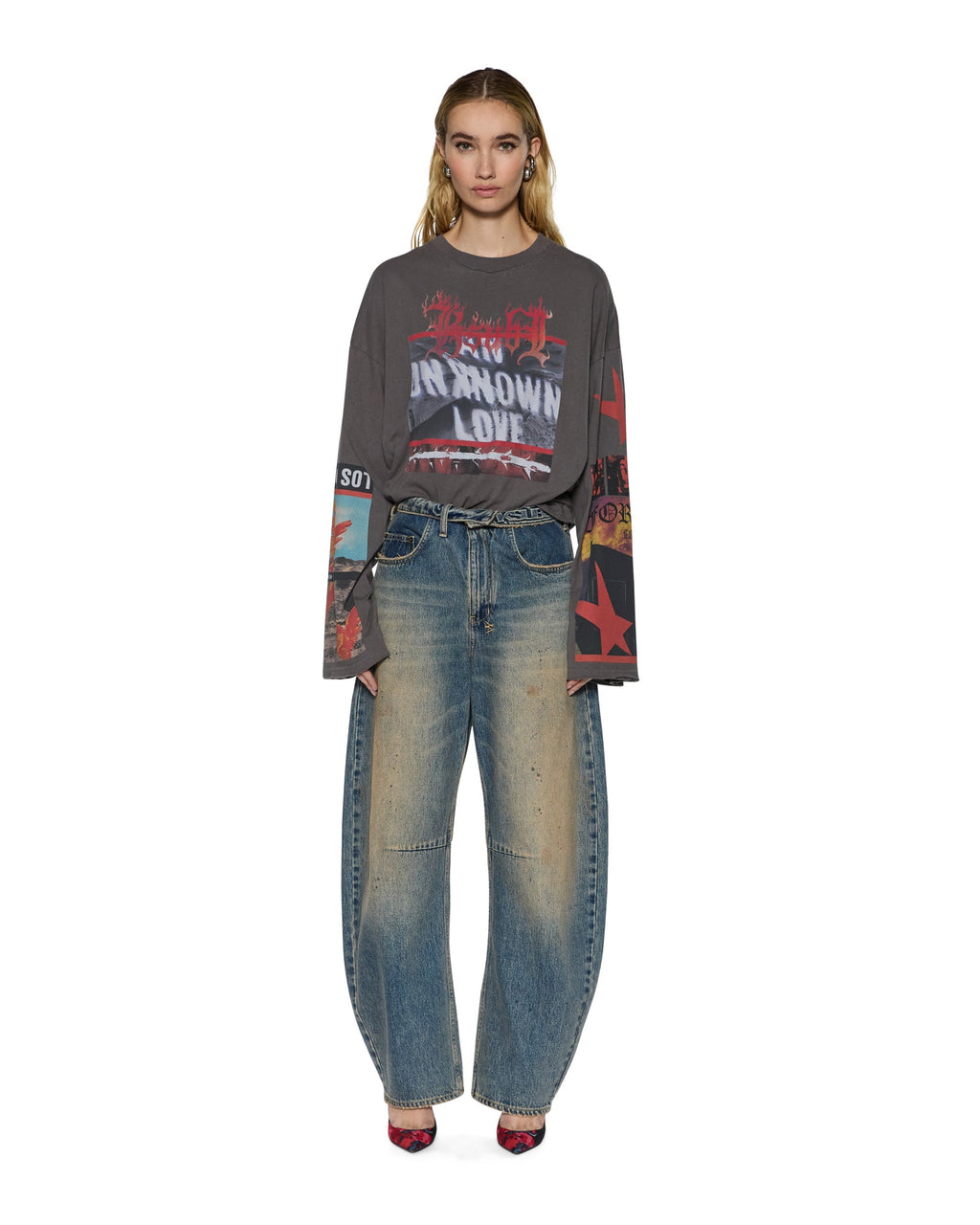 Womens Barrel Jean Dune Flip Barrel Leg Denim Jeans - Denim