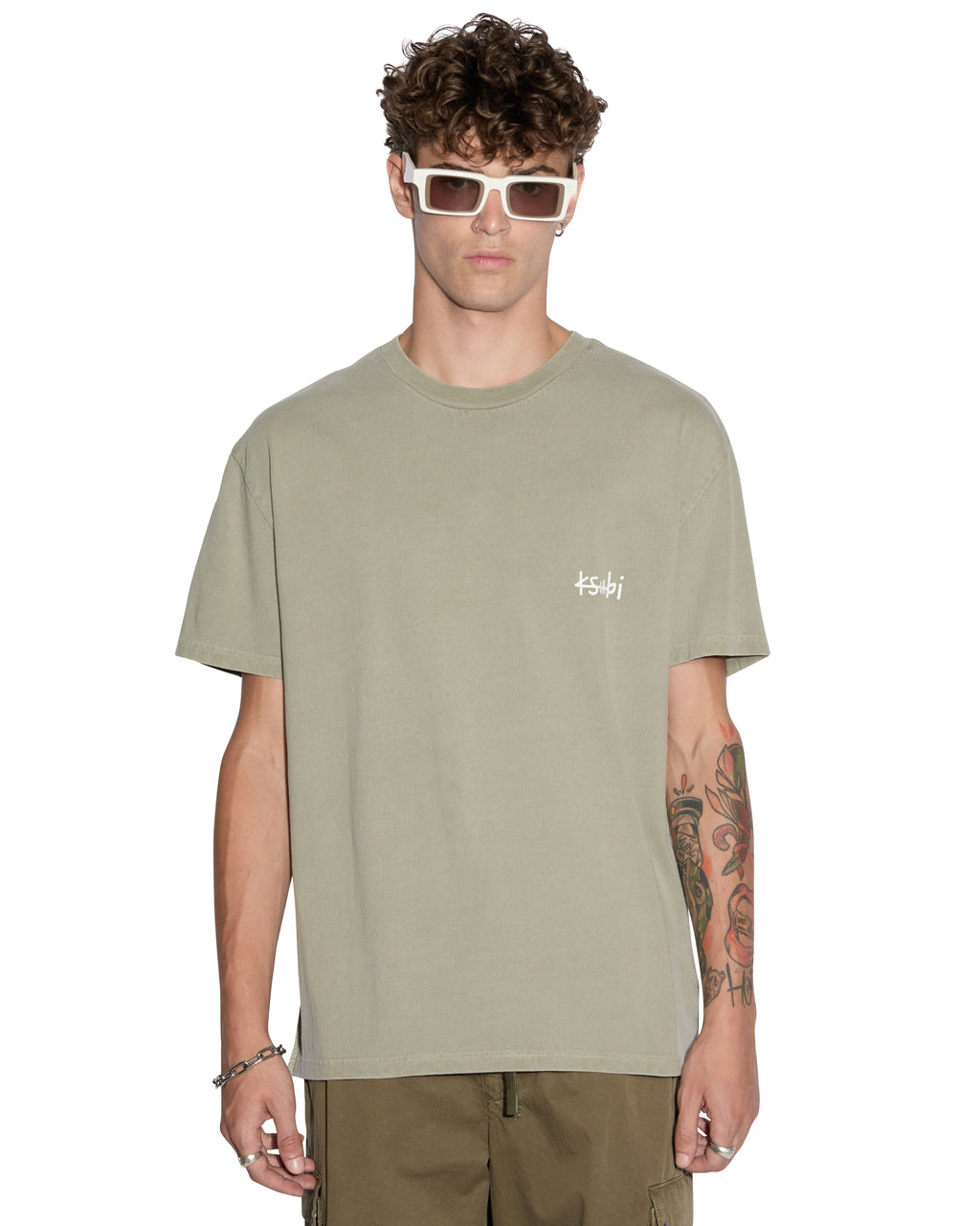 Mens All Day Biggie Ss Tee Outback Oversized Tees - Green