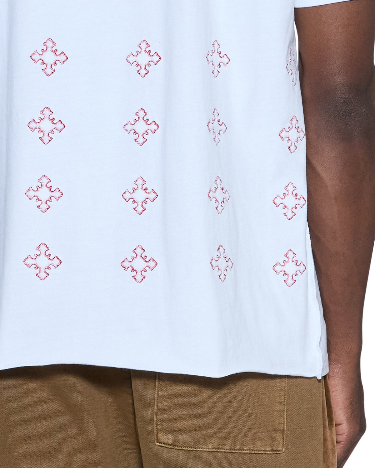Mens 4x4 Paise Biggie Ss Tee White Red Regular Tees - White