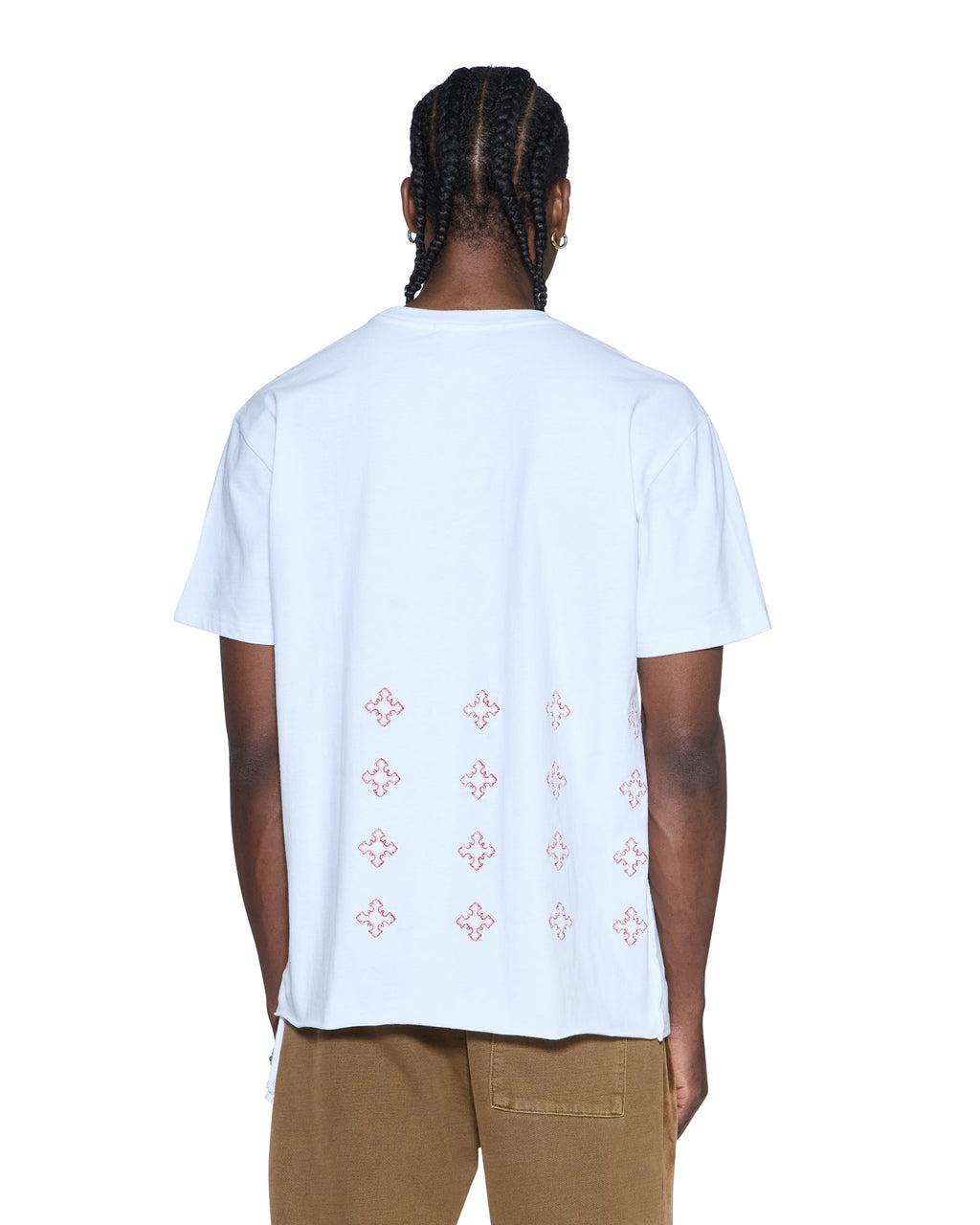Mens 4x4 Paise Biggie Ss Tee White Red Regular Tees - White
