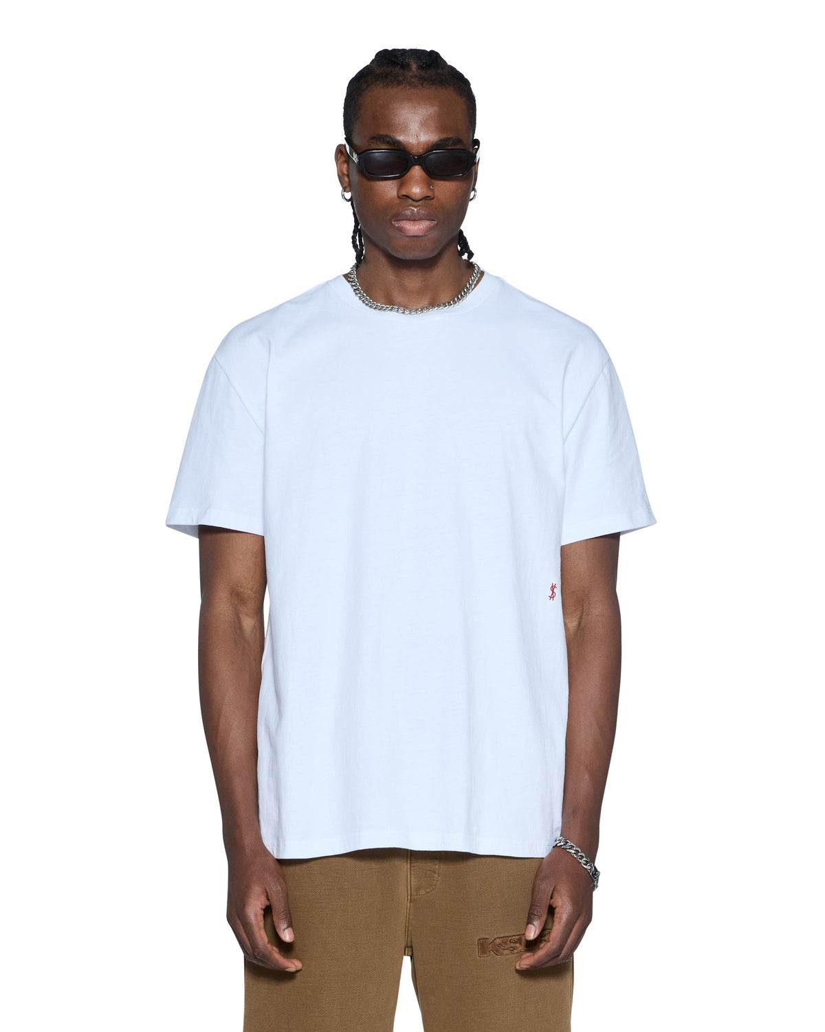 Mens 4x4 Paise Biggie Ss Tee White Red Regular Tees - White