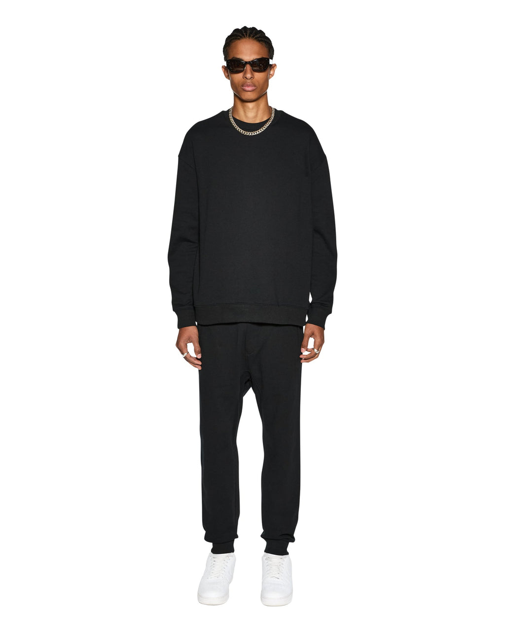 Mens 4 X 4 Biggie Crew Jet Black Oversized Fleece - Black