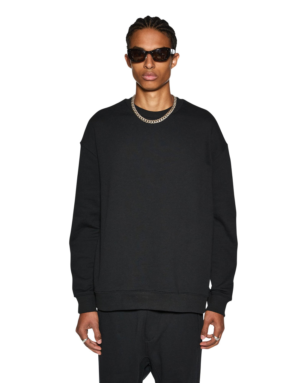Mens 4 X 4 Biggie Crew Jet Black Oversized Fleece - Black
