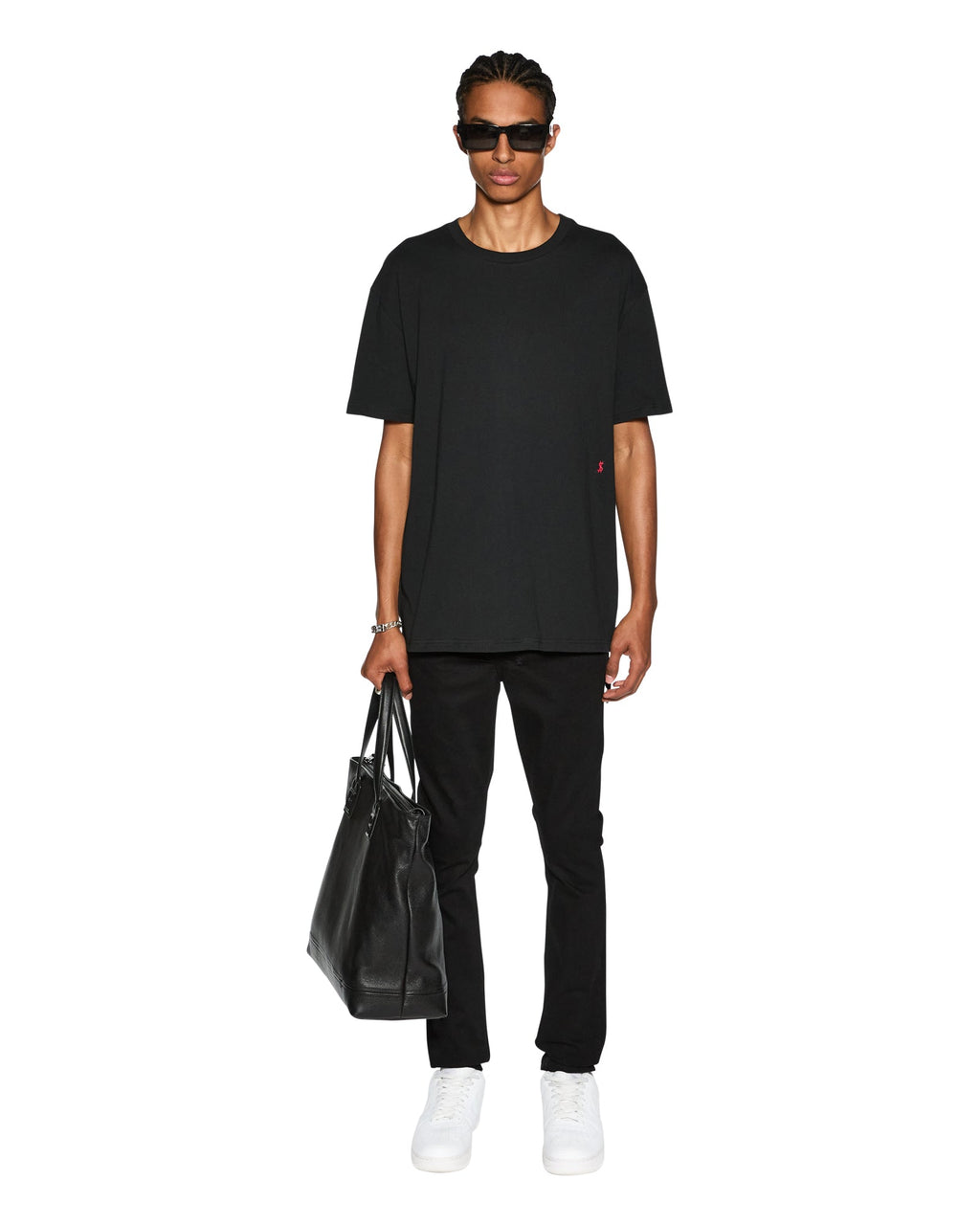 Mens 4x4 Biggie Ss Tee Black/red Oversized Tees - Black