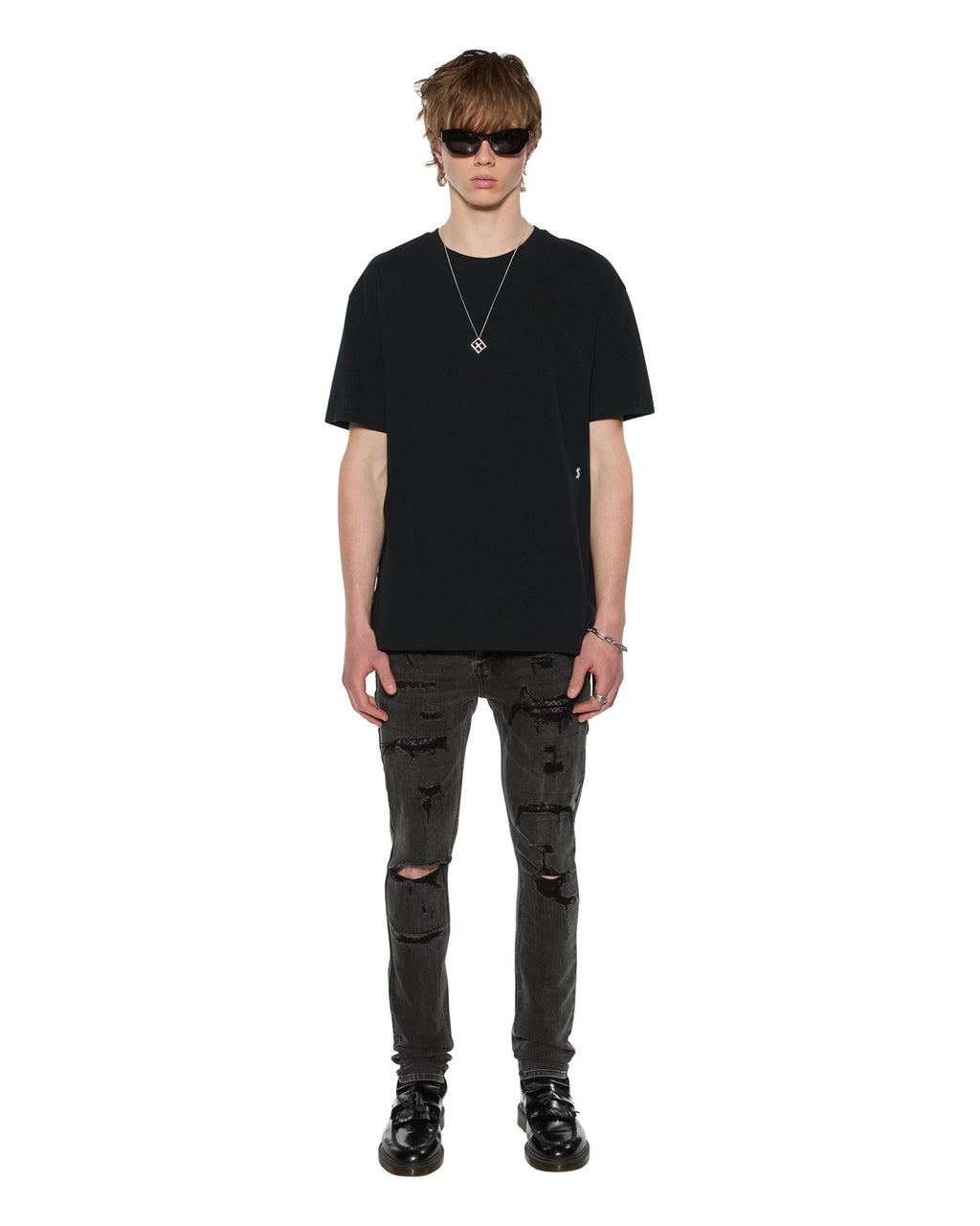 Mens 4 X 4 Biggie Ss Tee Jet Black Oversized Tees - Black