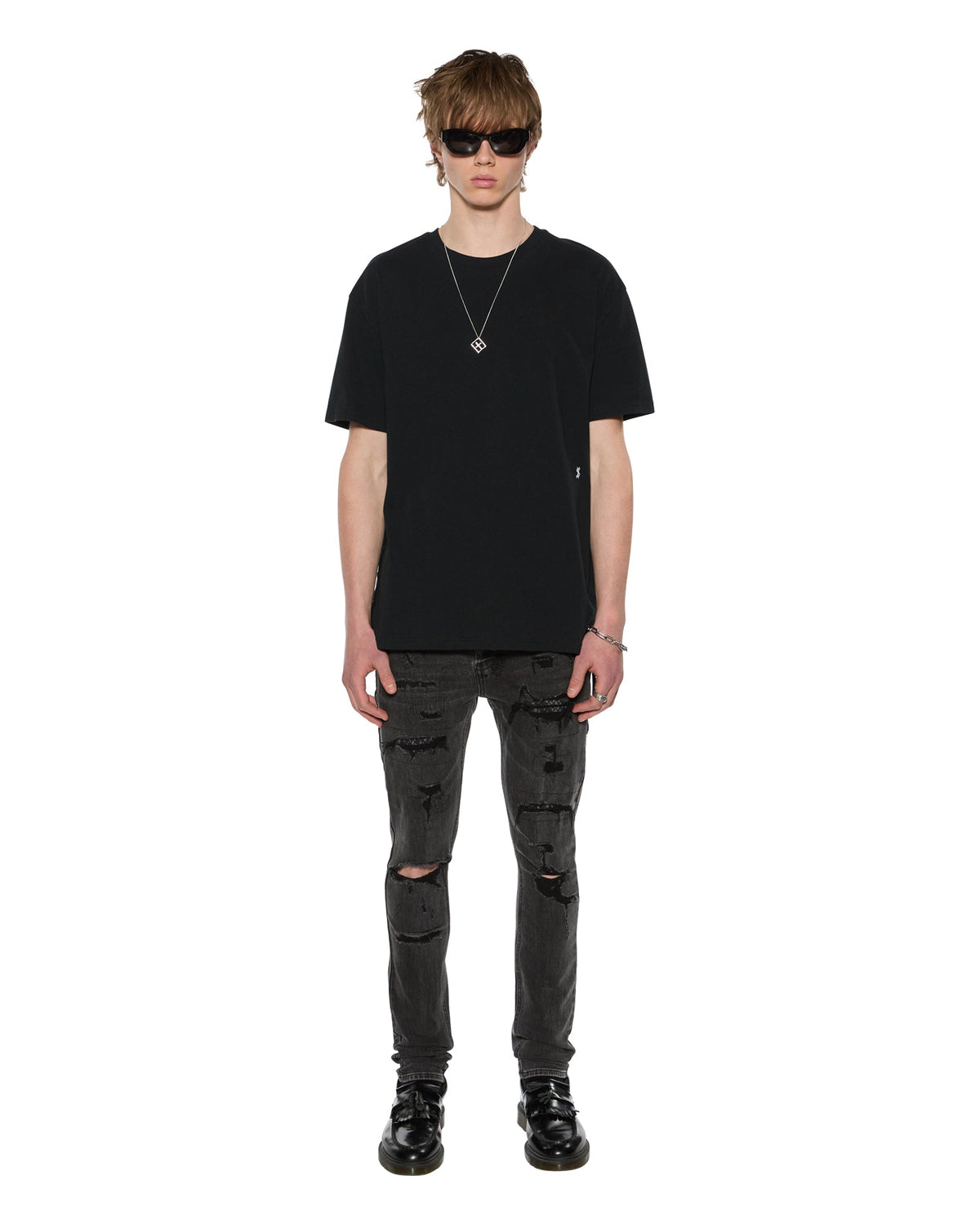 Mens 4 X 4 Biggie Ss Tee Jet Black Oversized Tees - Black