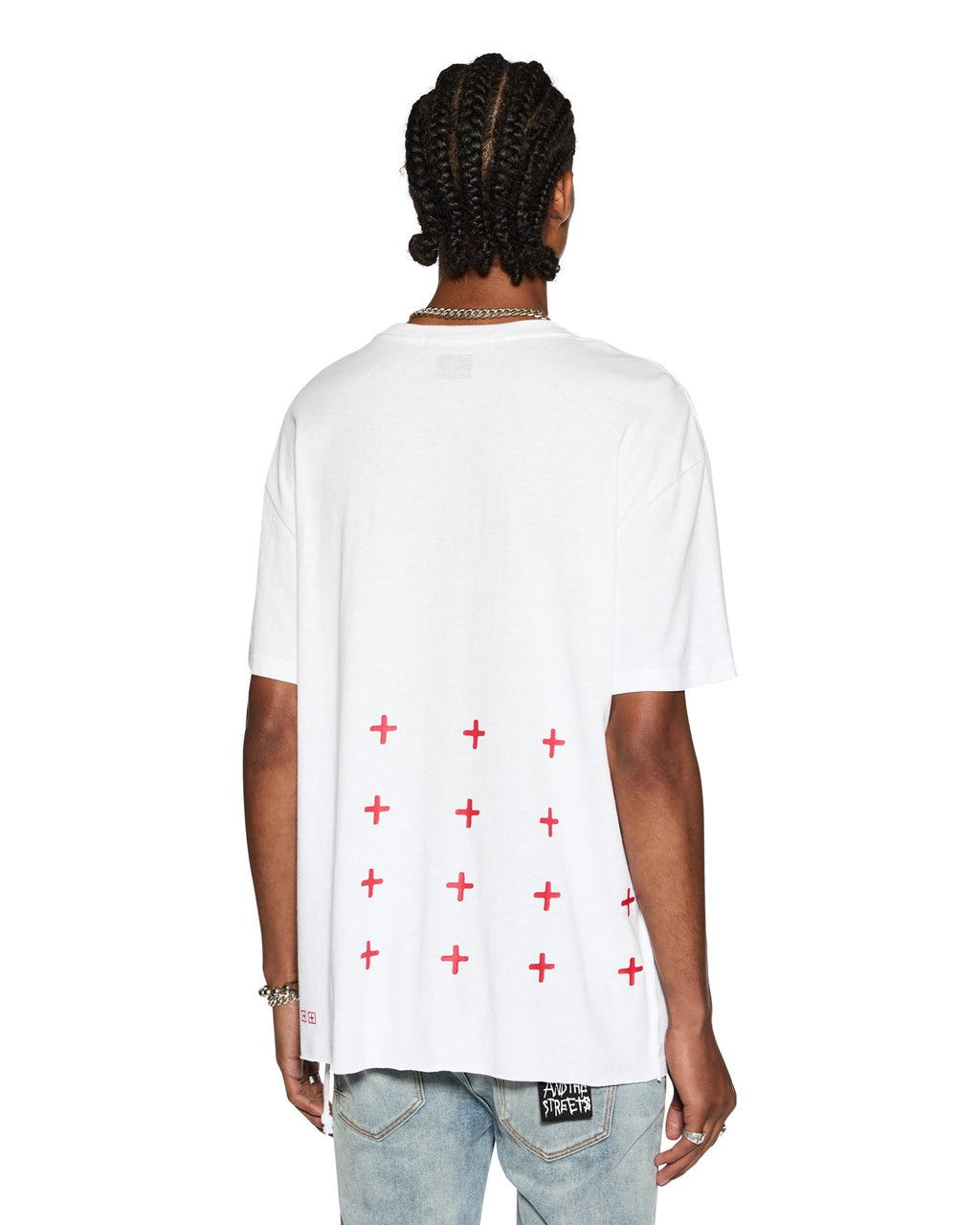 Mens 4x4 Biggie Ss Tee White/red Oversized Tees - White