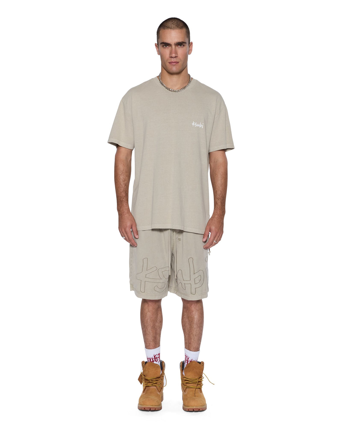 Mens Allday Biggie Ss Tee Terra Oversized Tees - Tan