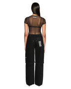 Womens Ablaze Mesh Ss Tee Black Fitted Fashion Tops - Black