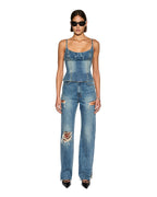 Womens Athena Bustier Aged Fitted Fashion Tops - Denim