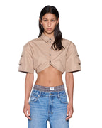 Womens Barker Crop Ss Shirt Tan Cropped Shirts - Tan