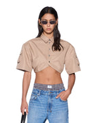 Womens Barker Crop Ss Shirt Tan Cropped Shirts - Tan