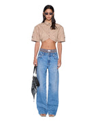 Womens Barker Crop Ss Shirt Tan Cropped Shirts - Tan