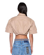 Womens Barker Crop Ss Shirt Tan Cropped Shirts - Tan