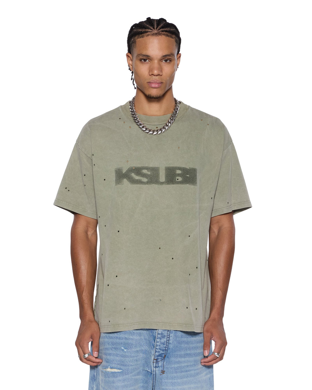 Mens Blasted Ekcess Ss Tee Outback Oversized Tees - Green