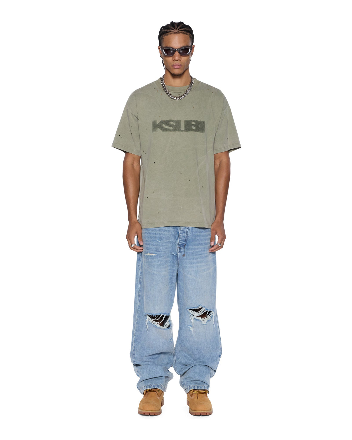 Mens Blasted Ekcess Ss Tee Outback Oversized Tees - Green