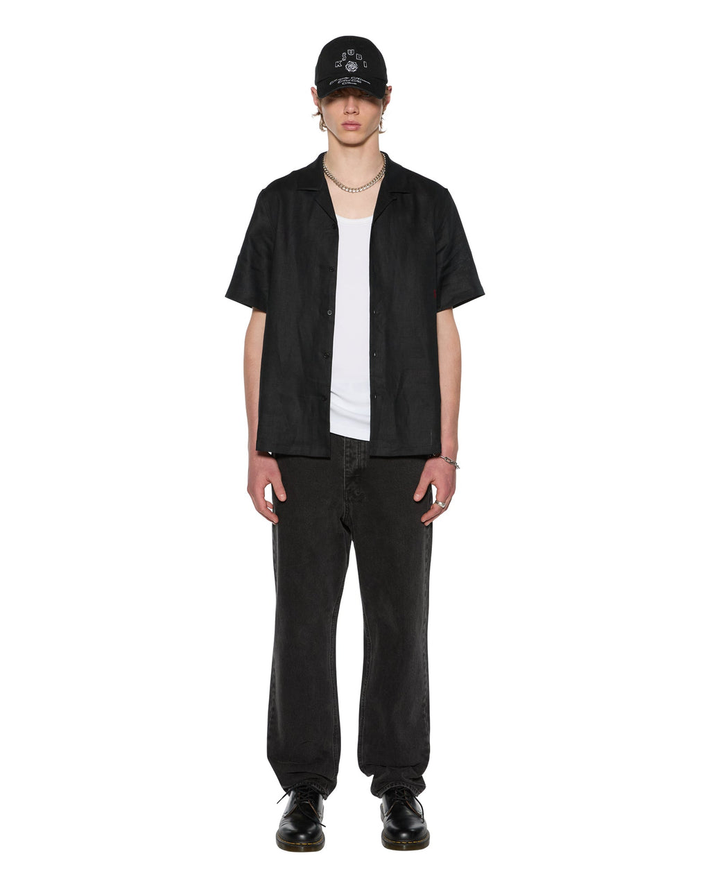 Mens Costa Resort Ss Shirt Black Regular Shirts - Black